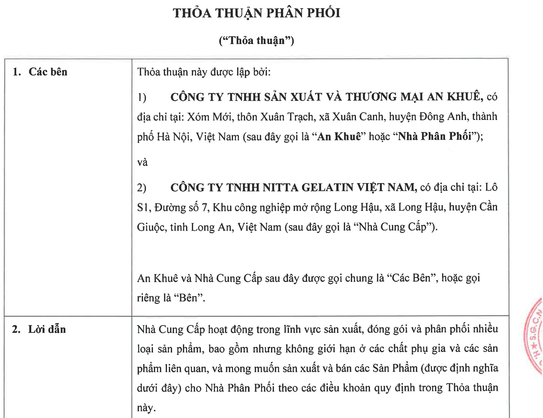 An Khuê và Nitta Gelatin Việt Nam ký kết "Thỏa Thuận Phân Phối"
